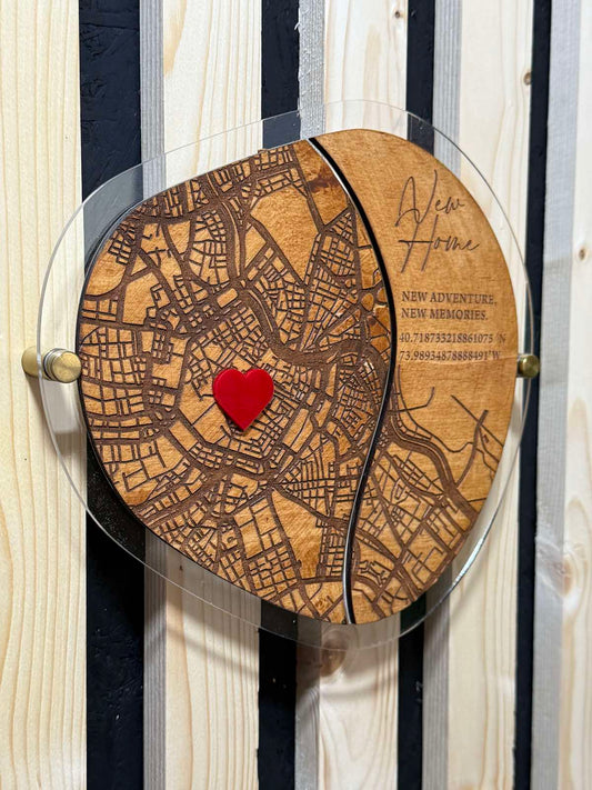 New Home Wall Map Frame with Spacers