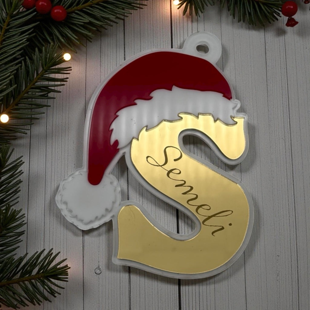 Custom Initial Christmas Ornament – Mirror Acrylic Letter with Name