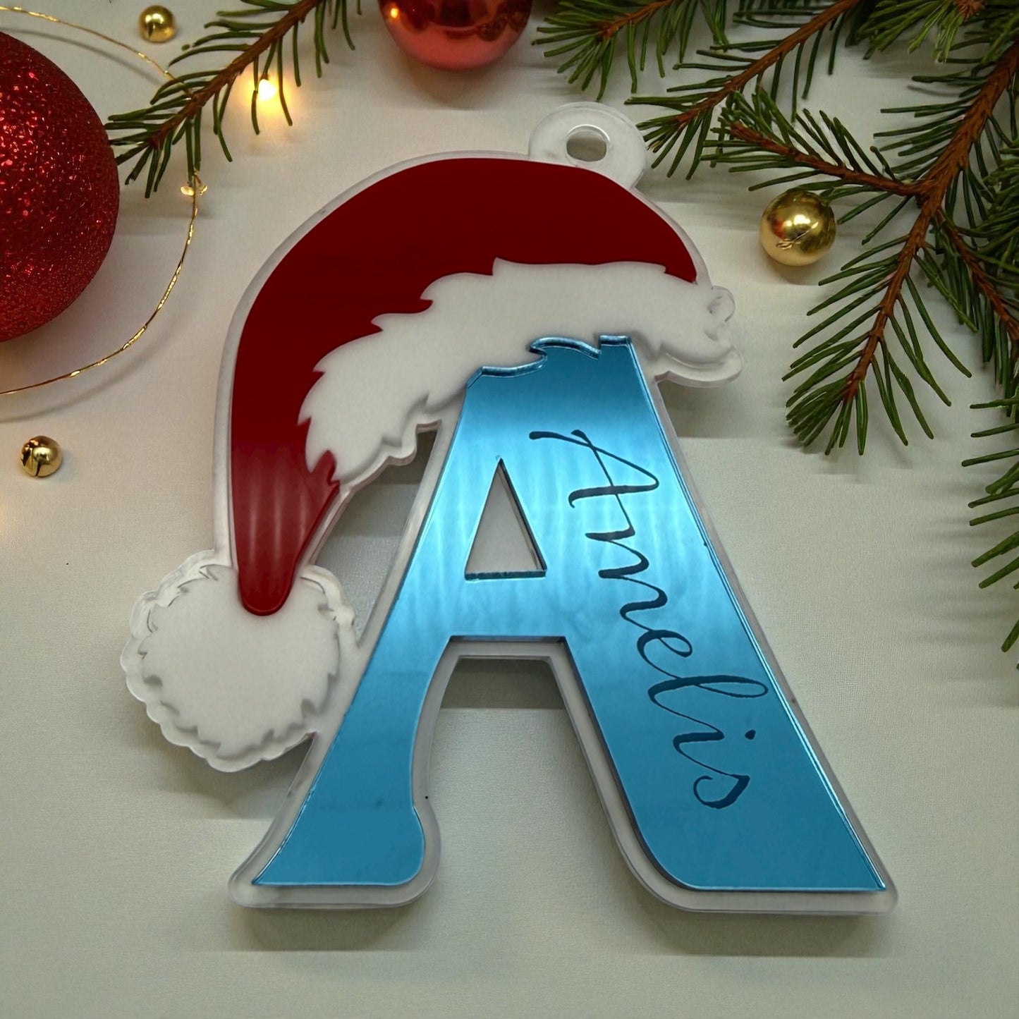 Custom Initial Christmas Ornament – Mirror Acrylic Letter with Name
