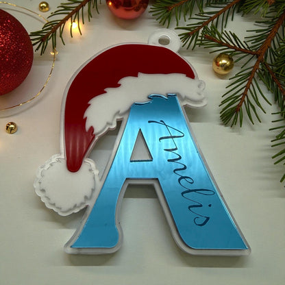 Custom Initial Christmas Ornament – Mirror Acrylic Letter with Name