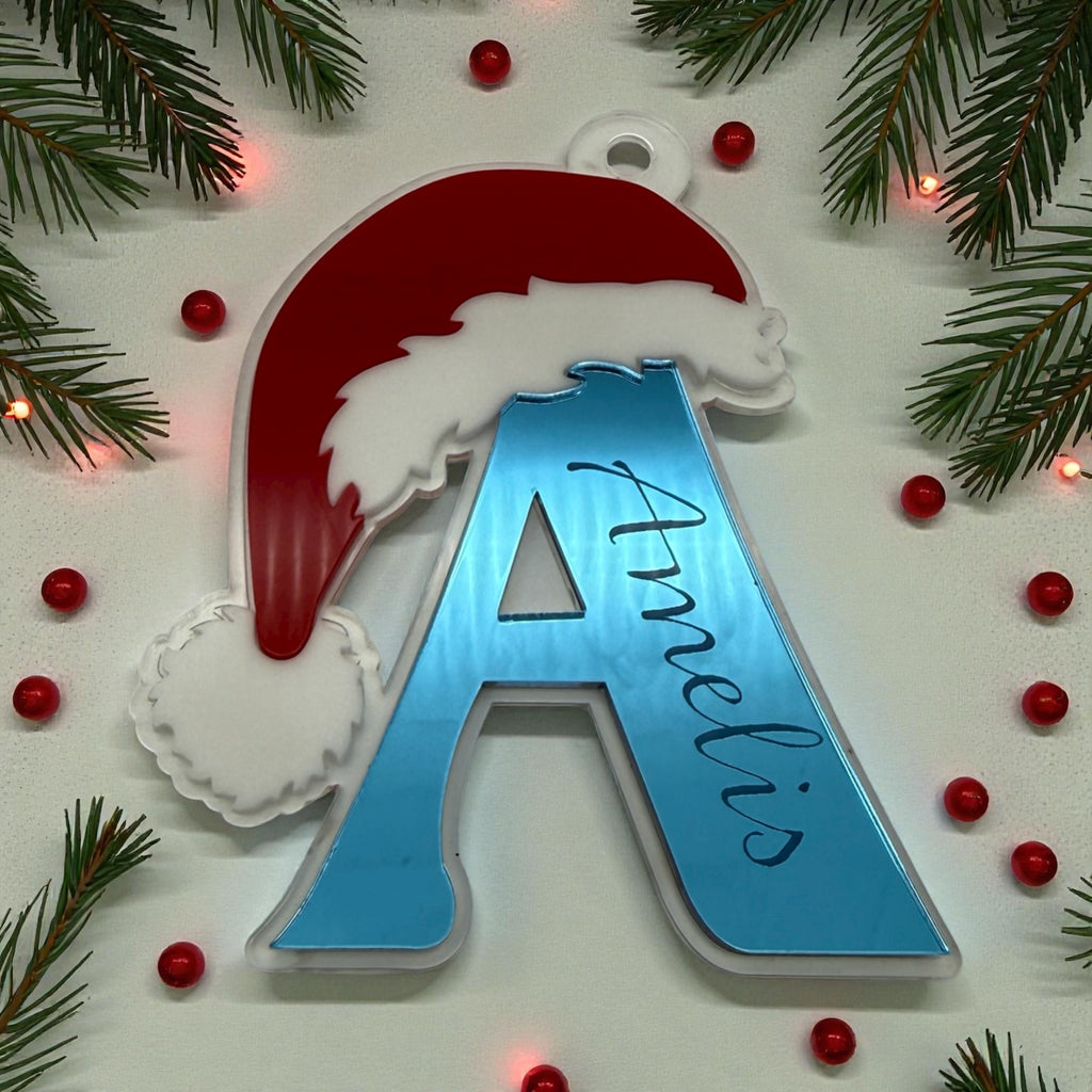 Custom Initial Christmas Ornament – Mirror Acrylic Letter with Name