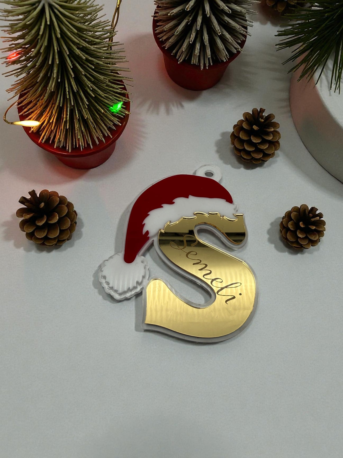 Custom Initial Christmas Ornament – Mirror Acrylic Letter with Name