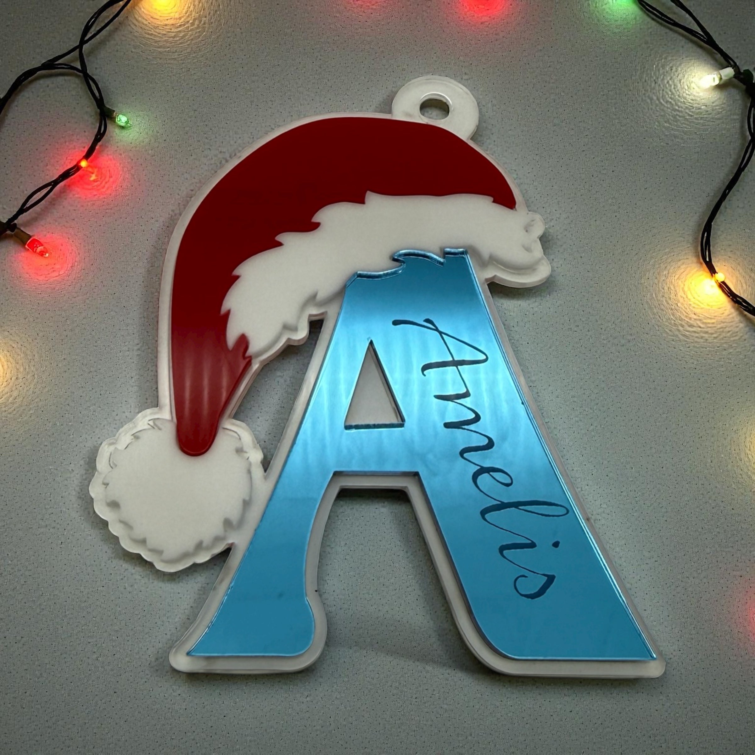 Custom Initial Christmas Ornament – Mirror Acrylic Letter with Name
