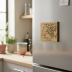 Custom Wooden Map Magnet – Personalized “Where We Met” Location Gift
