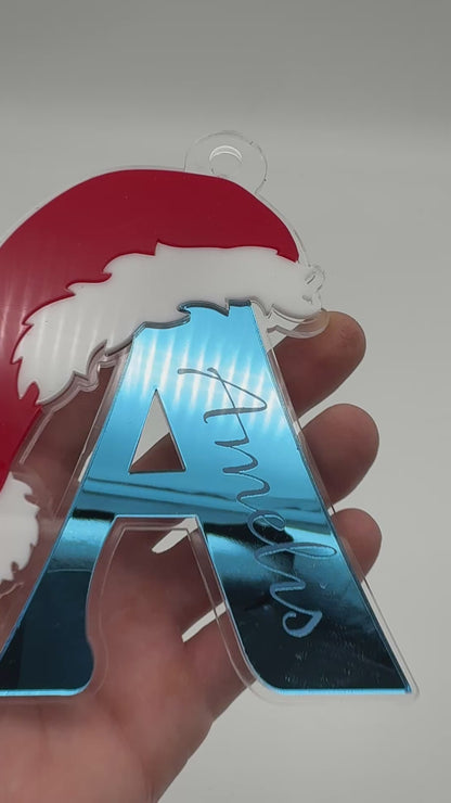 Custom Initial Christmas Ornament – Mirror Acrylic Letter with Name