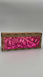 Custom LED Map Light Box – Personalized Wooden City Map with Engraved Message